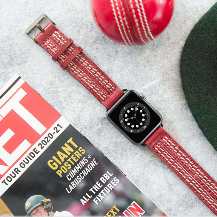 Cricket Gifts for Team. Gifts for Cricket Fan - Watch strap with ball stitching