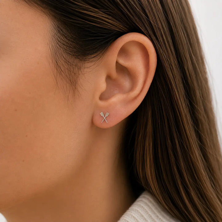 Crossed Oars Stud Earrings
