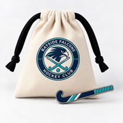 Custom field hockey club pin with branded club pouch