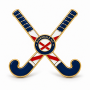 Custom crossed field hockey sticks pin concept