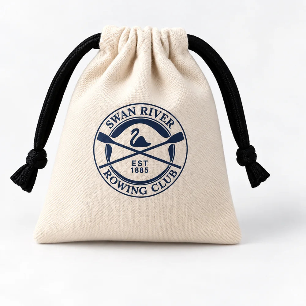 Swan River Rowing Club branded pouch for custom rowing oar keychains