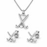 Field Hockey Crossed Sticks Necklace and Earrings matching set