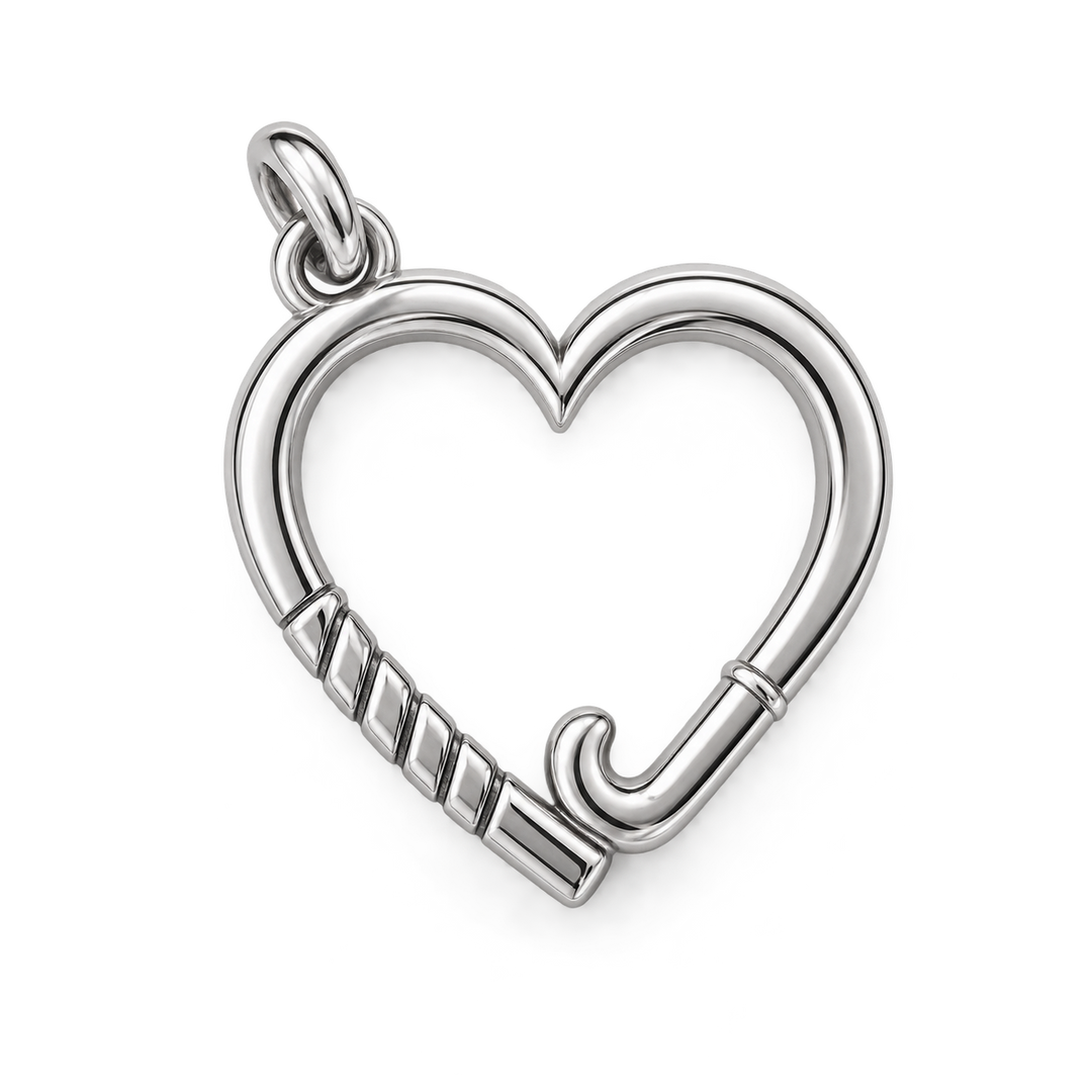 Field Hockey Heart Pendant in sterling silver