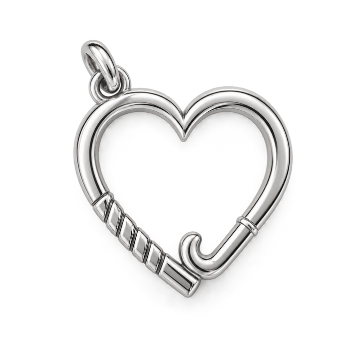 Field Hockey Heart Pendant in sterling silver