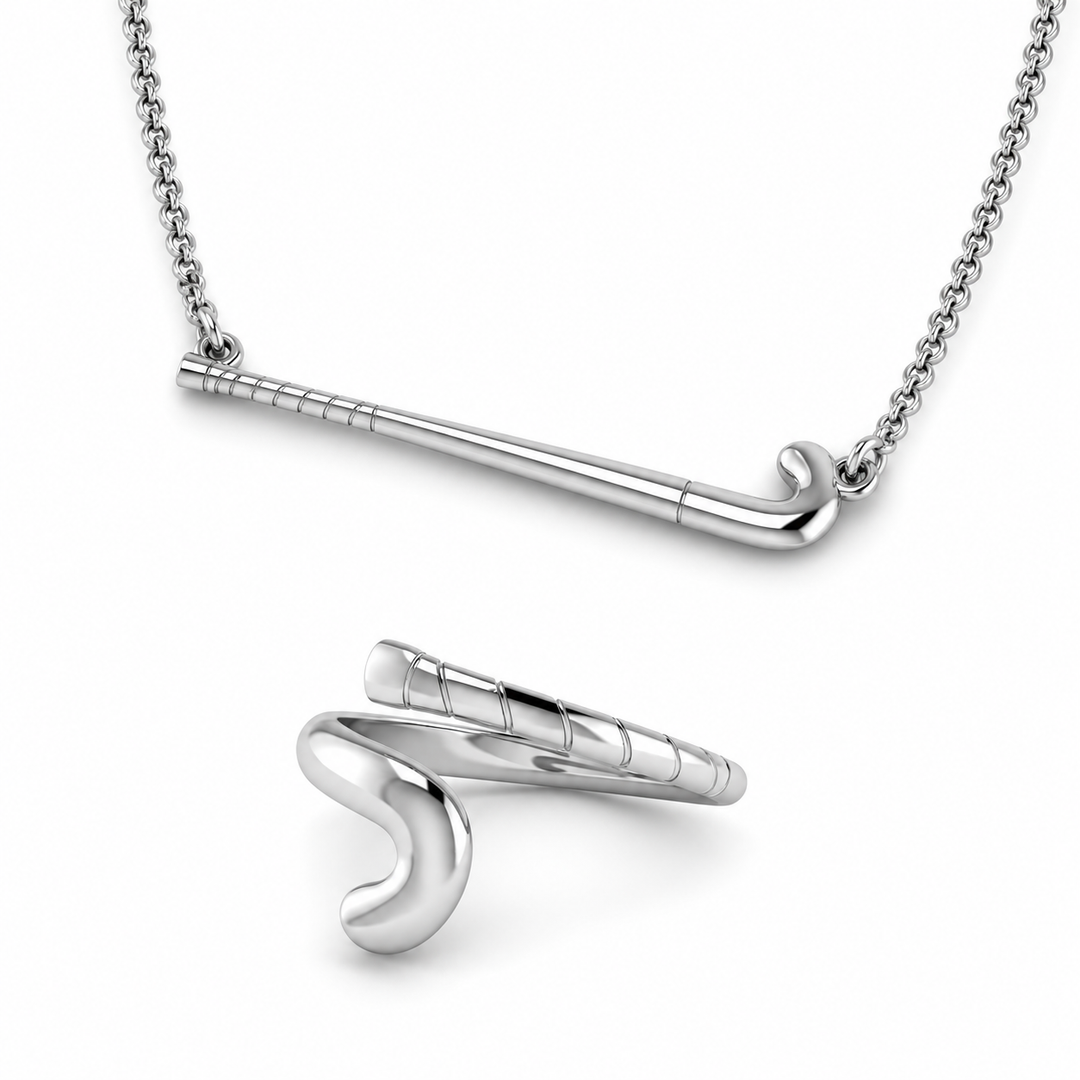 Bundle hero: Field Hockey Stick Necklace & Ring Set