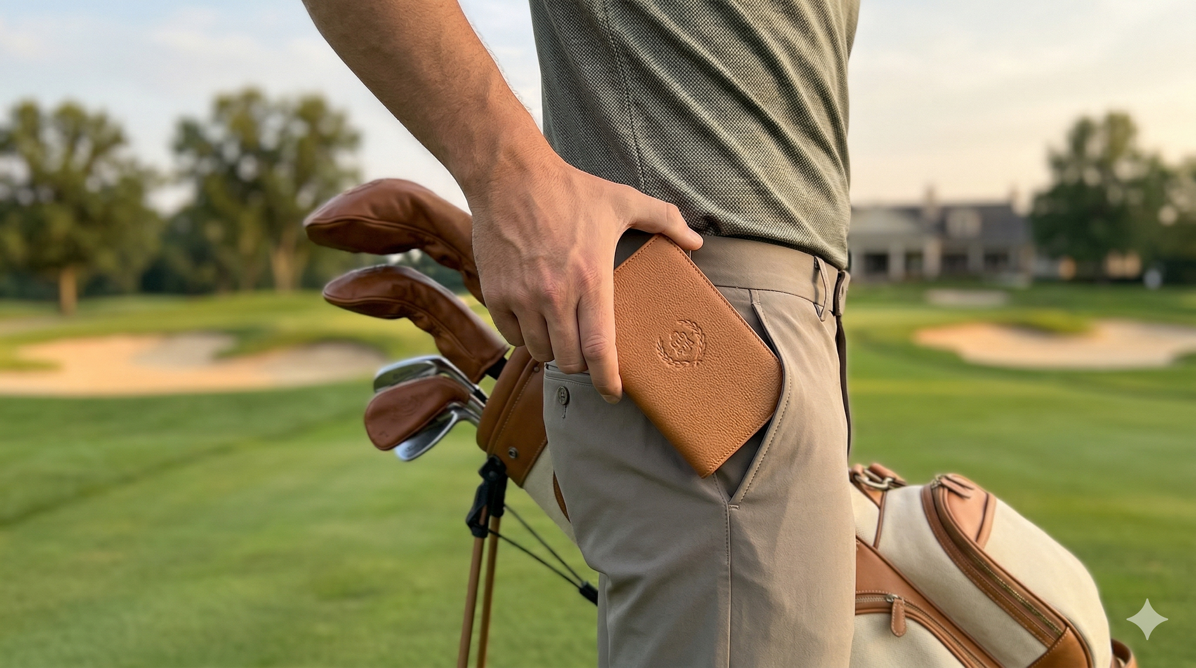 golf inspired ifts - leather scorecard holder in tartan style 