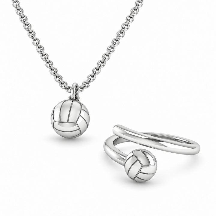 Bundle hero: Netball 3D Ball Necklace & Ring Set
