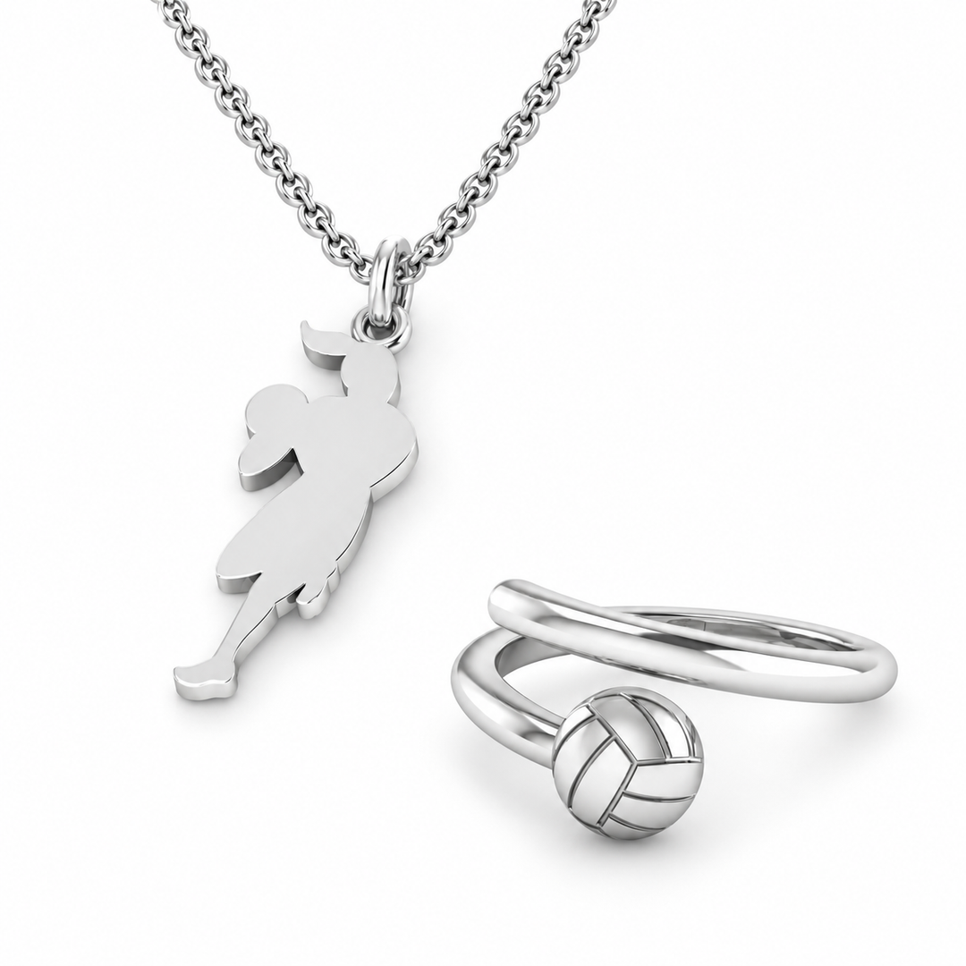 Bundle hero: Netball Player Necklace & Ring Set