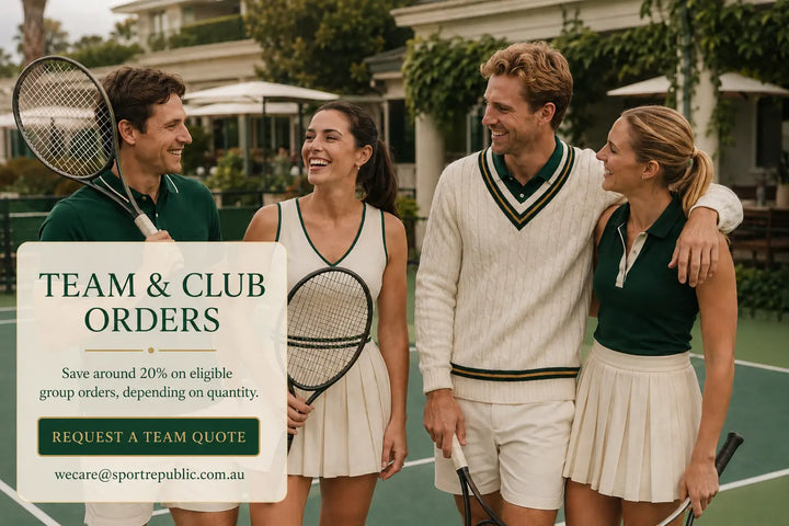 Tennis team and club orders — save around 20% depending on quantity