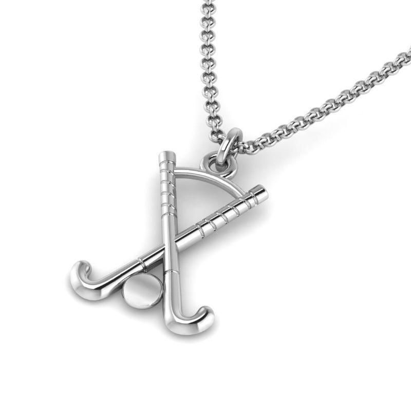 Field Hockey Crossed Sticks Pendant in sterling silver