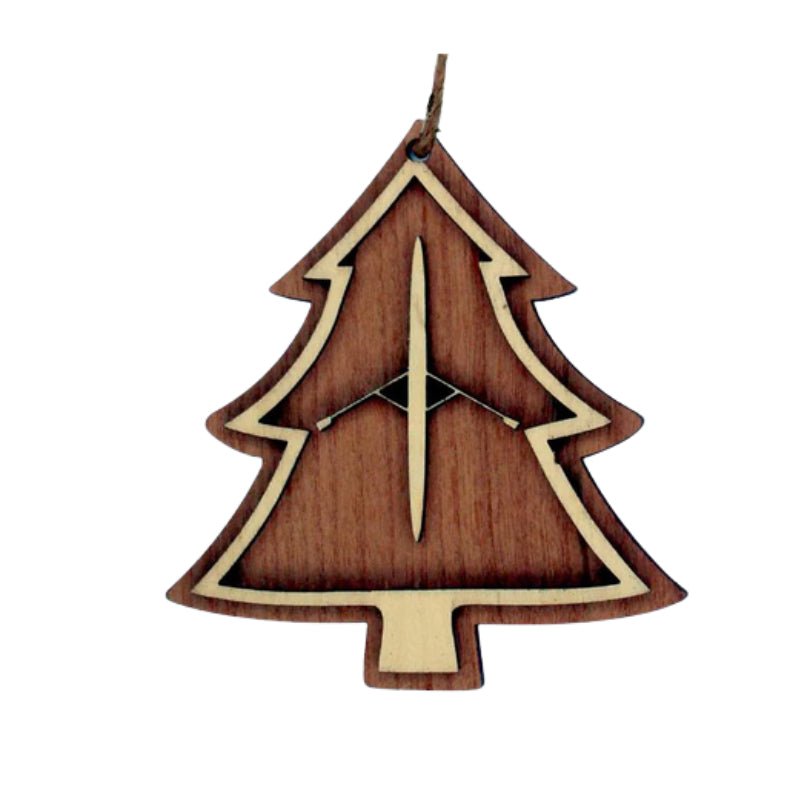 Laser Cut Christmas Tree With Single Scull Wooden Ornament