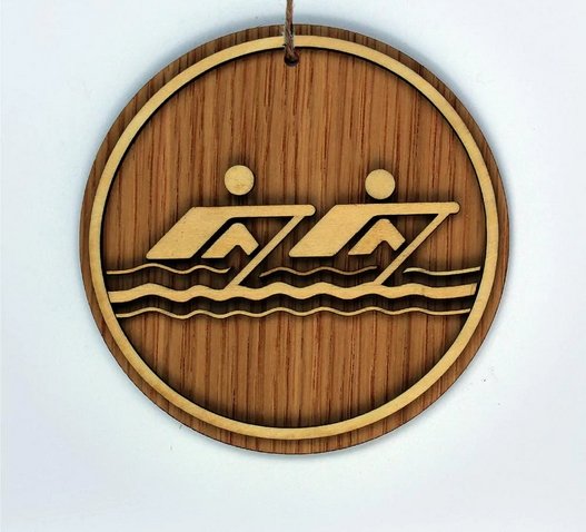 Laser Cut Wooden Double Sculling Ornament