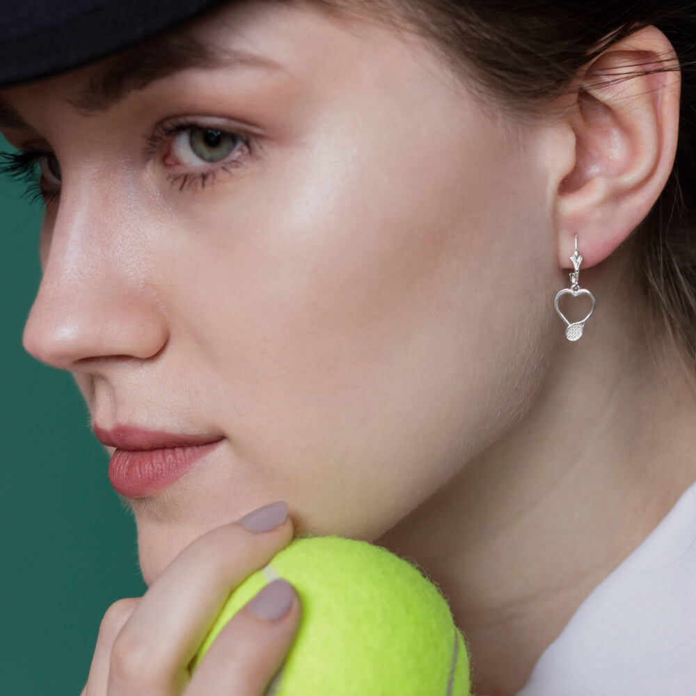 Tennis-Herz-Hängeohrringe