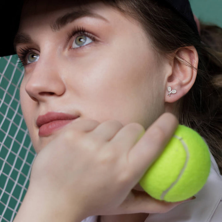 Ohrringe mit gekreuzten Tennisschlägern